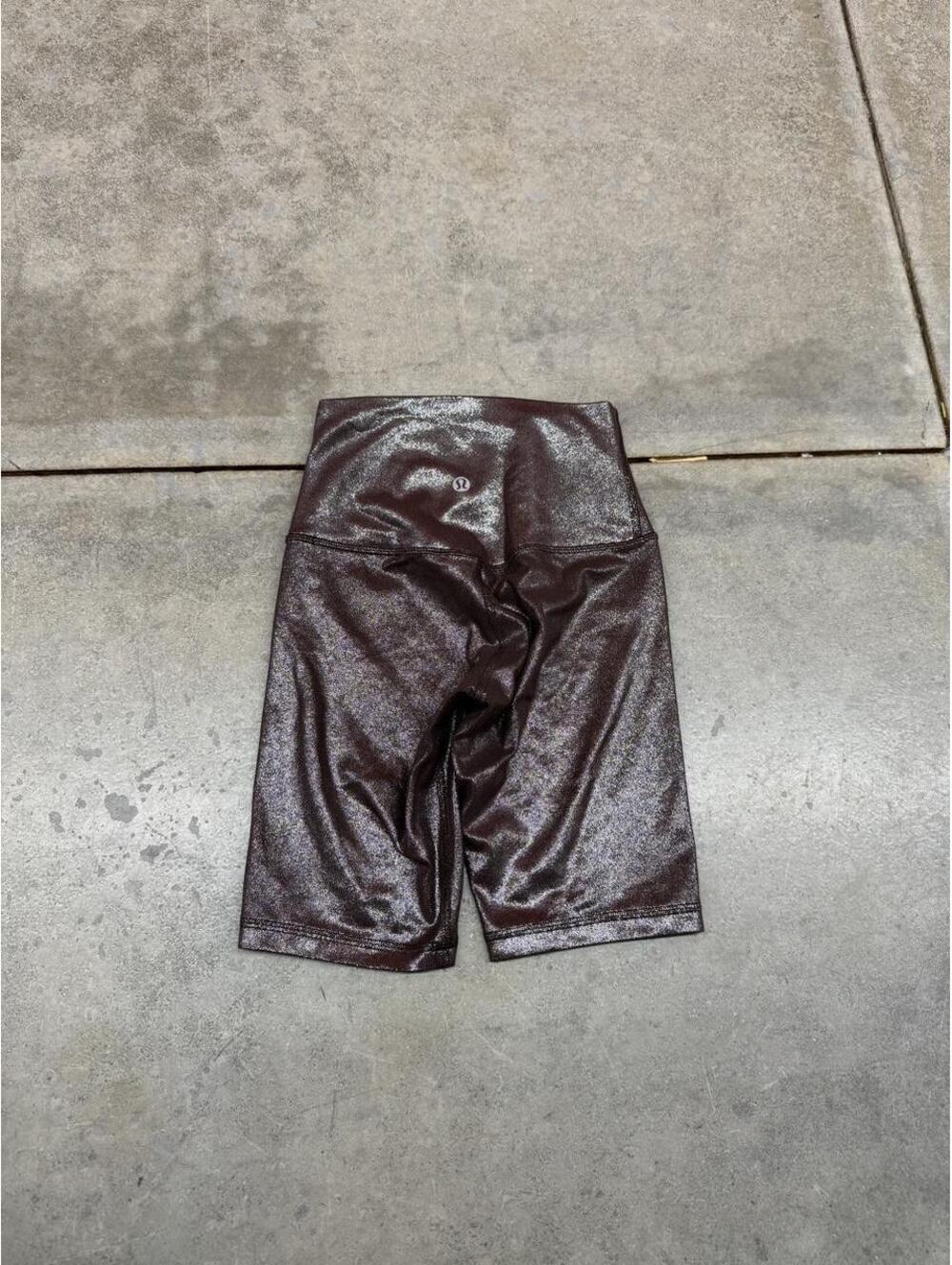 lululemon align high rise metallic shine brown biker shorts size 6 WOMENS